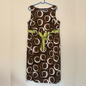 Brown and Green Sleeveless Dress